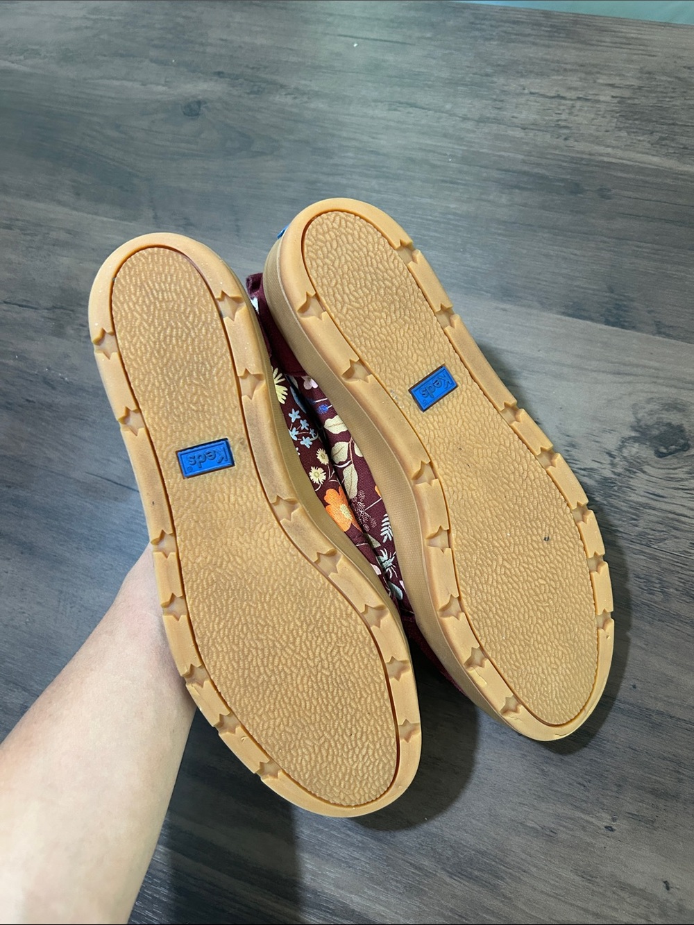 Keds Burgundy Floral High-Top Sneakers with Sherpa Collar - Picture 2 of 4